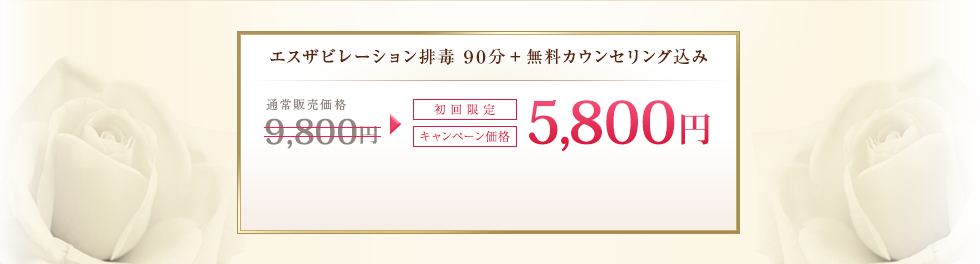 エスザビレーション排毒 90分＋無料カウンセリング込み